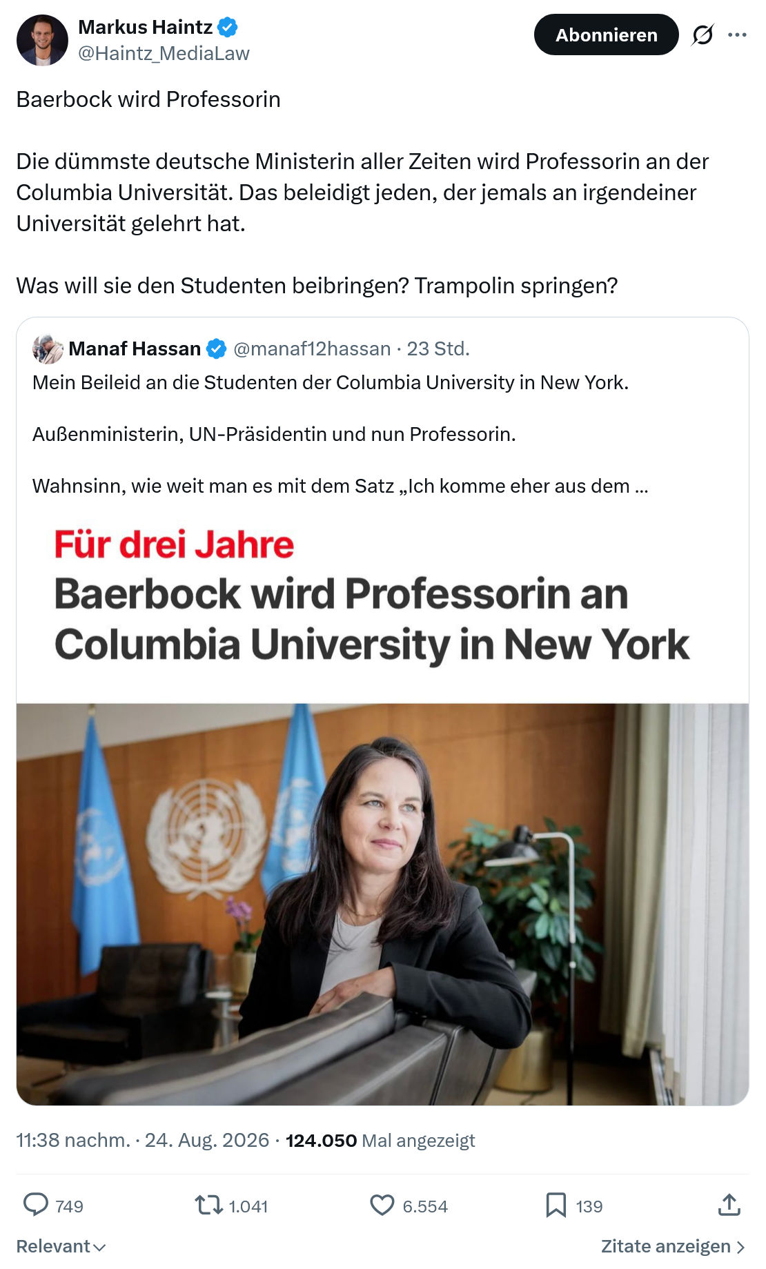 Markus Haintz: Baerbock wird Professorin...
