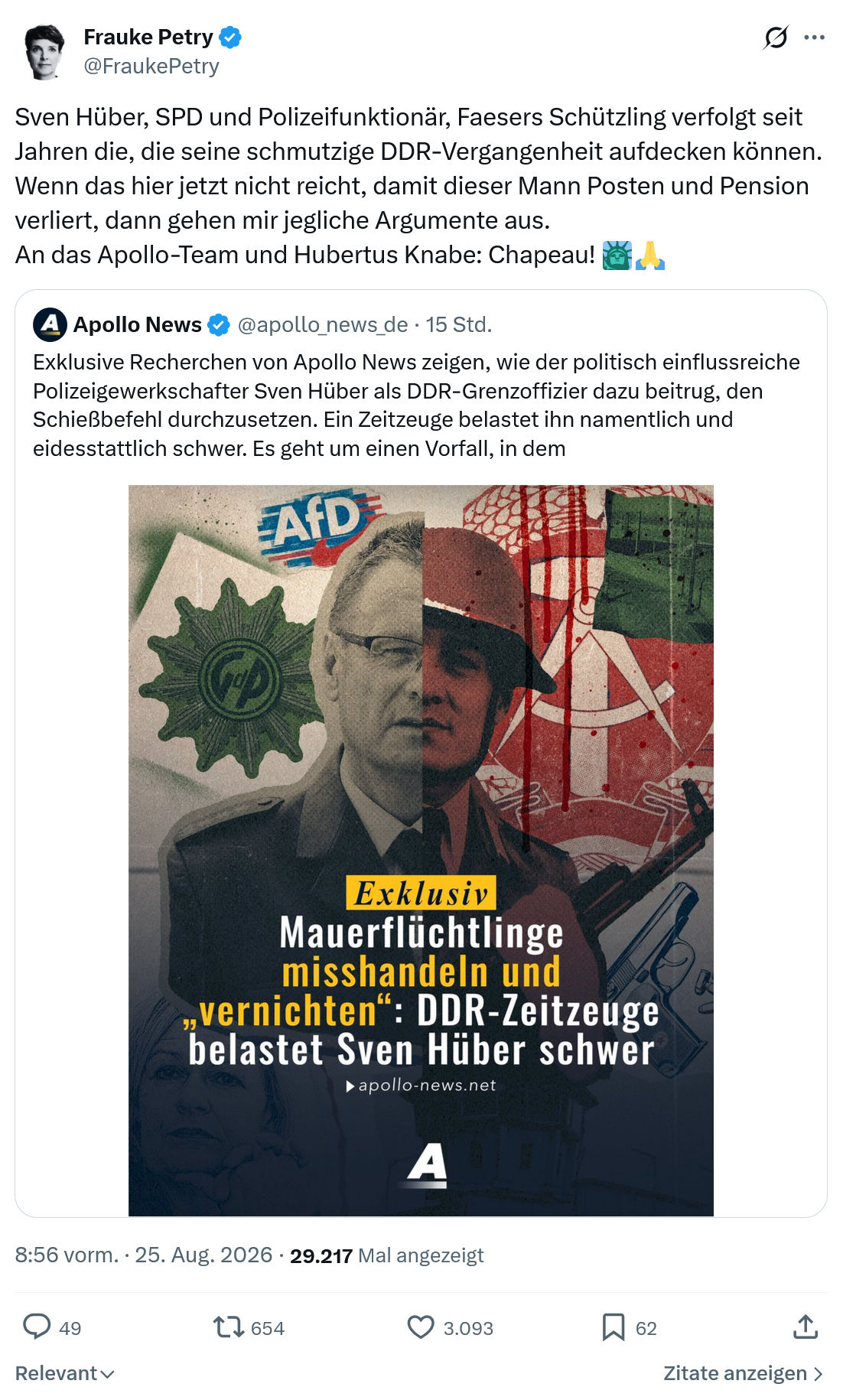 Frauke Petry: Sven Hüber, SPD und Polizeifunktionär...