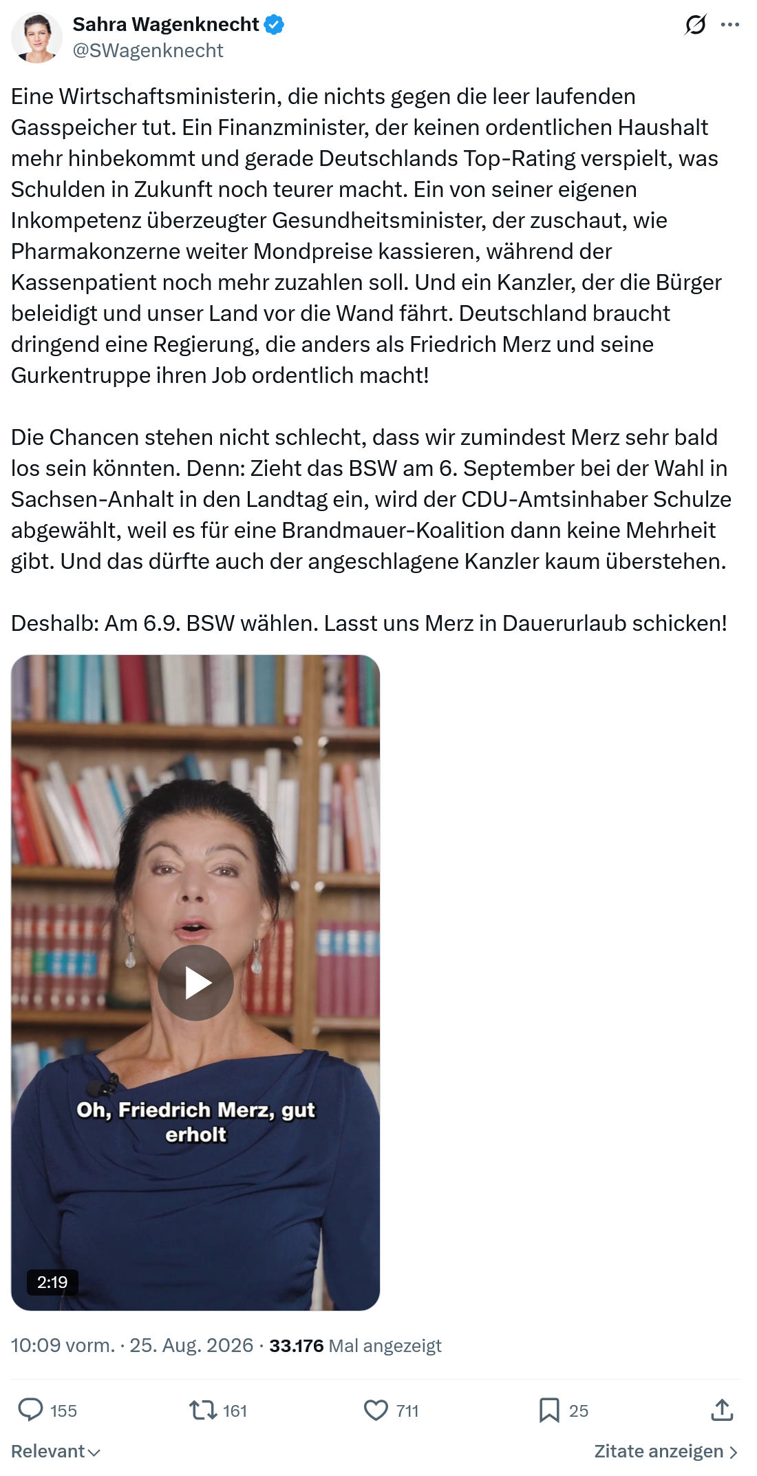 Sahra Wagenknecht: Eine Wirtschaftsministerin...