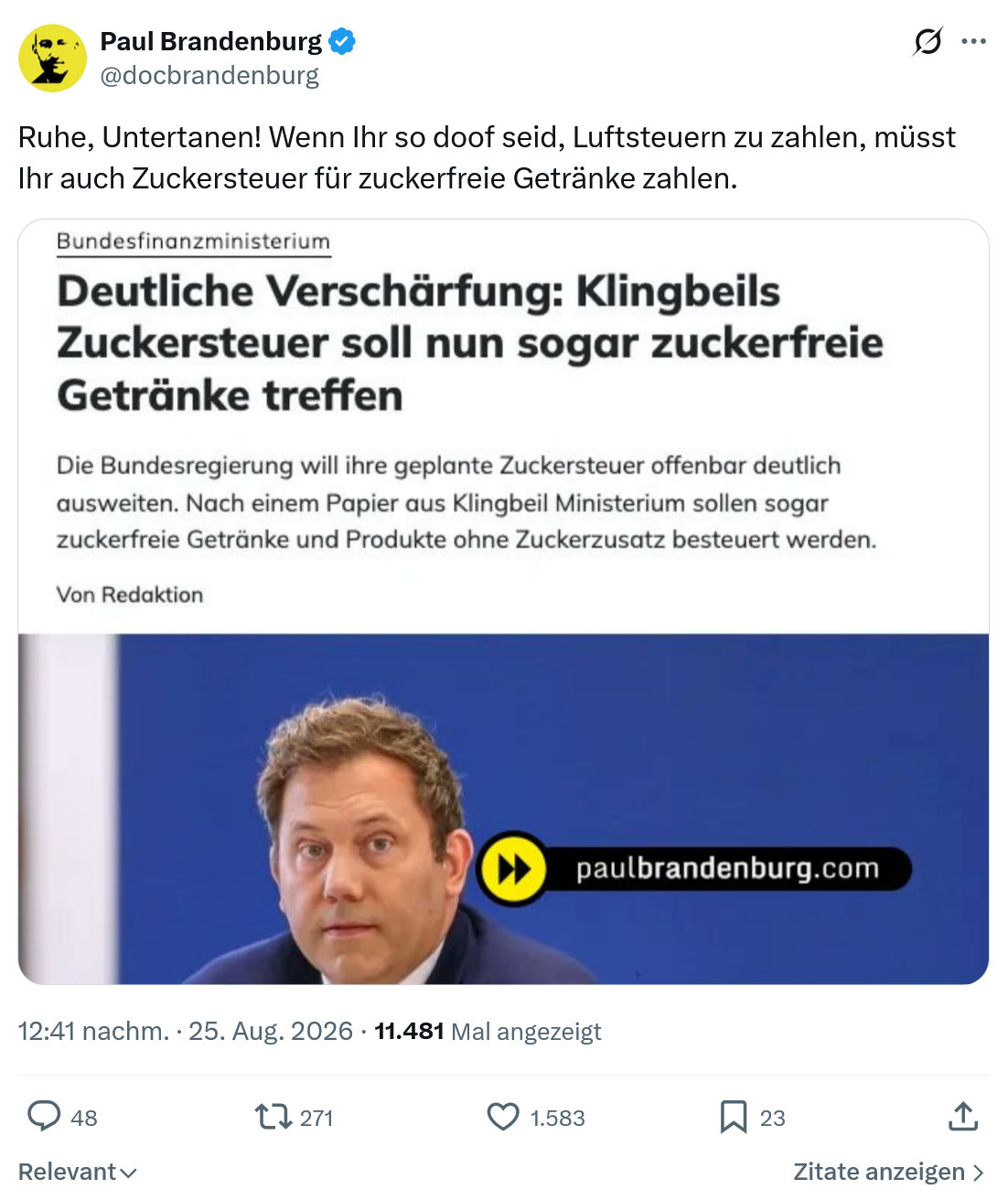 Paul Brandenburg: Ruhe, Untertanen...