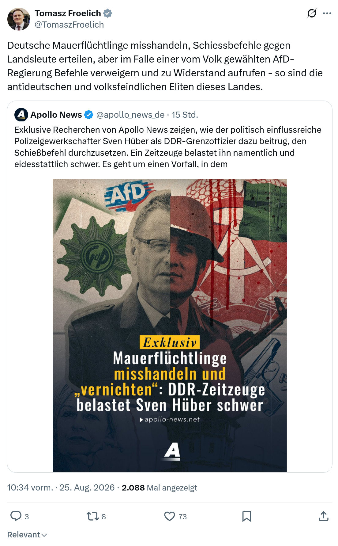 Tomasz Froelich: Deutsche Mauerflüchtlinge misshandeln...