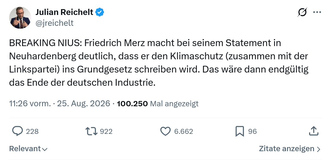 Julian Reichelt: BREAKING NIUS...