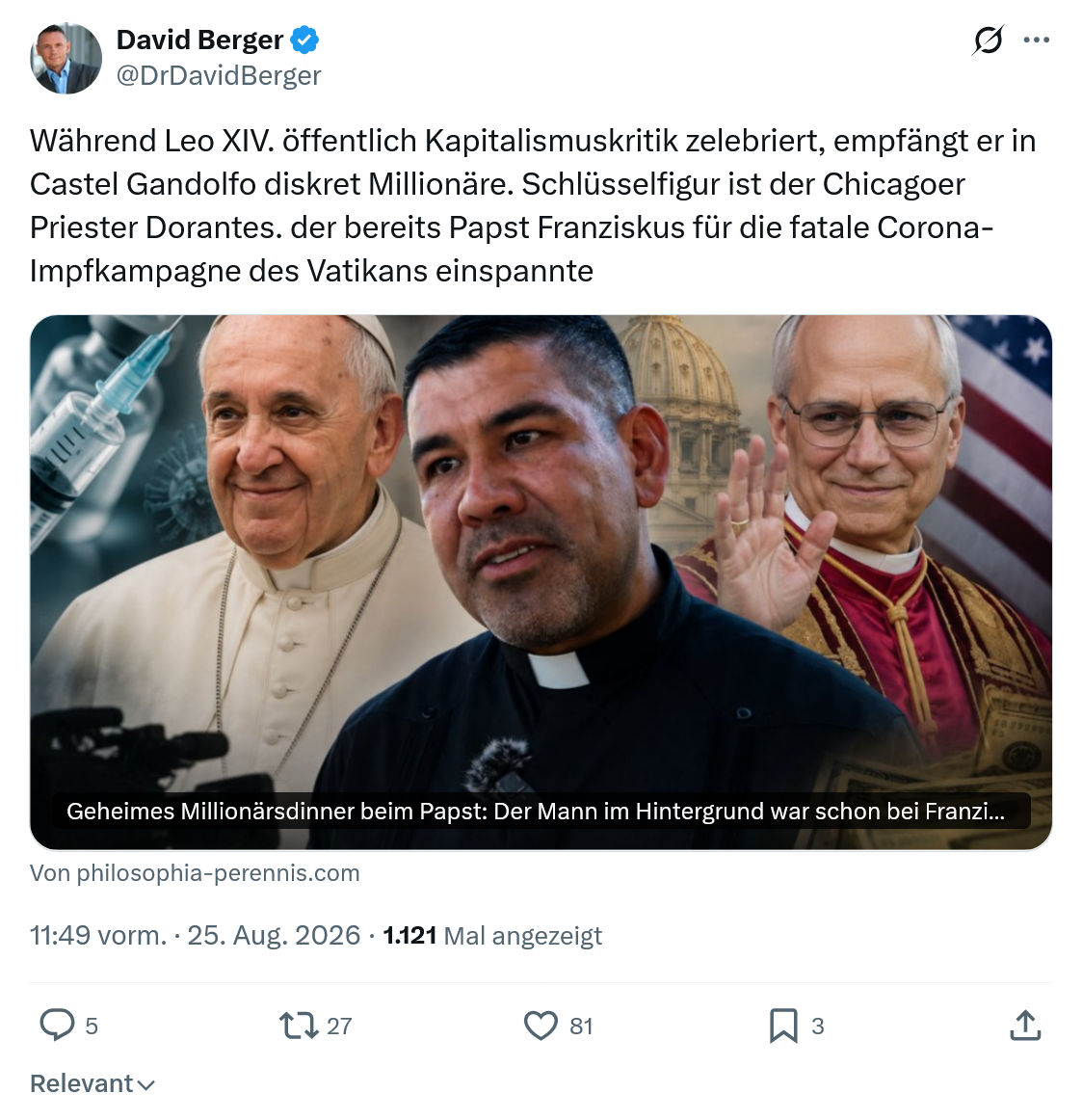 David Berger: Während Leo XIV...