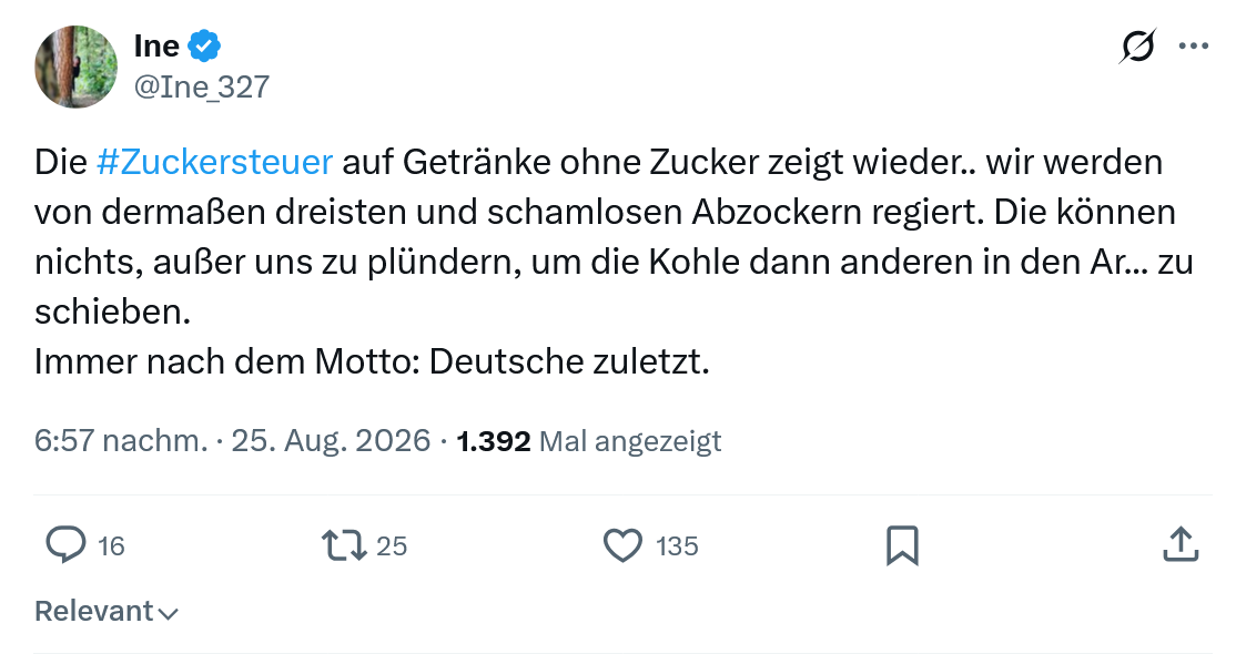 Ine: Die #Zuckersteuer auf Getränke...