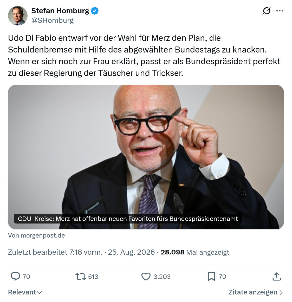 Stefan Homburg: Udo Di Fabio entwarf vor der Wahl...