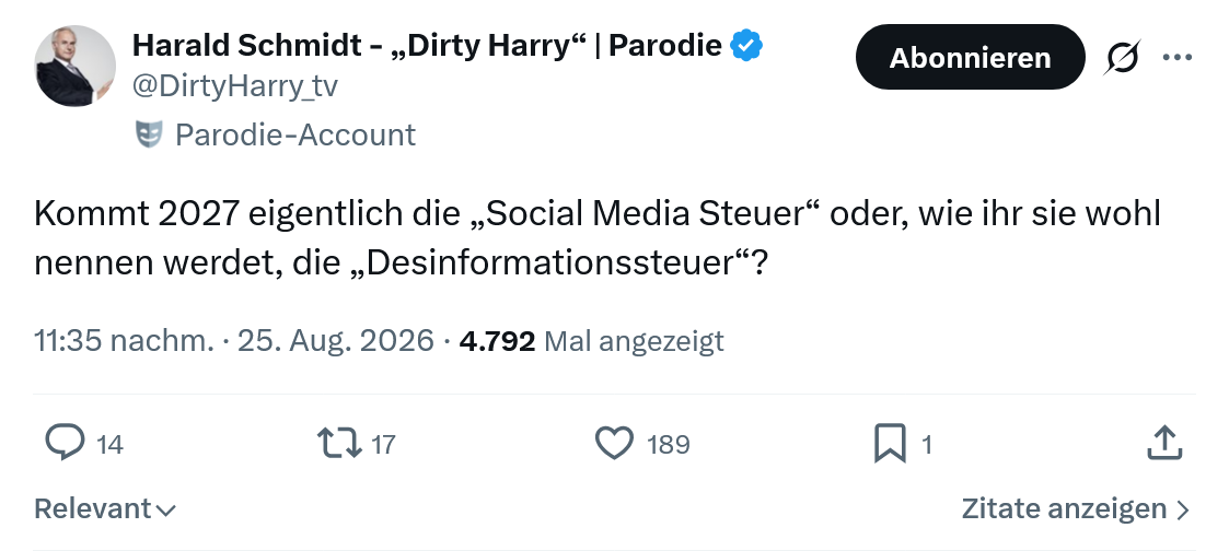 Harald Schmidt: Kommt 2027 eigentlich die...