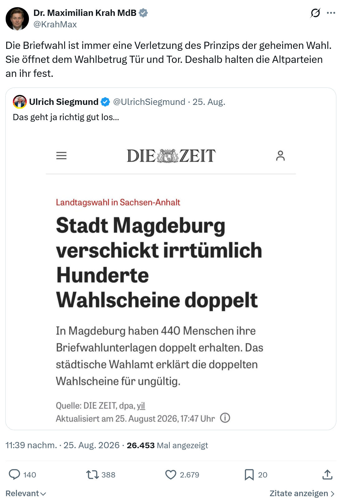Maximilian Krah: Die Briefwahl ist immer eine Verletzung...