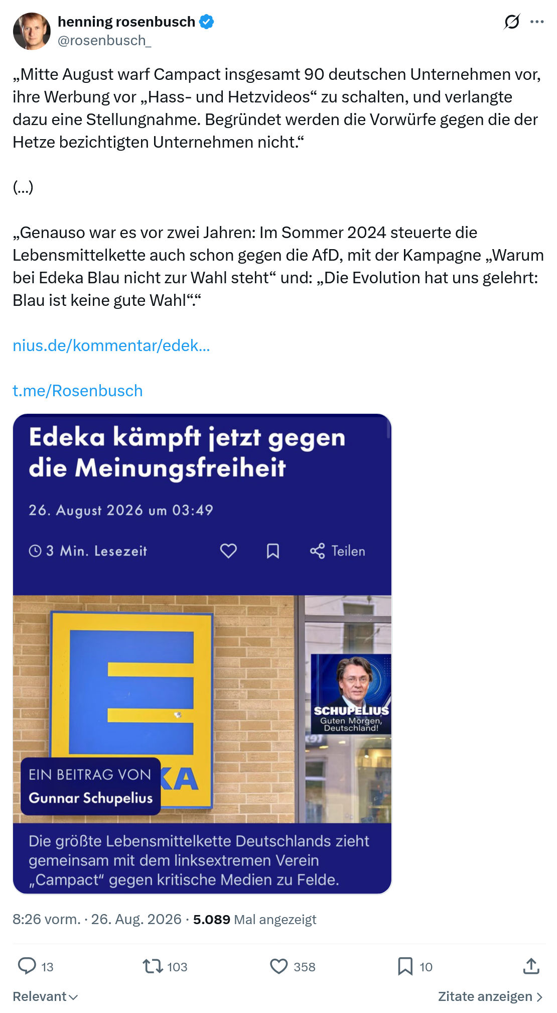 henning rosenbusch: Mitte August warf Campact...
