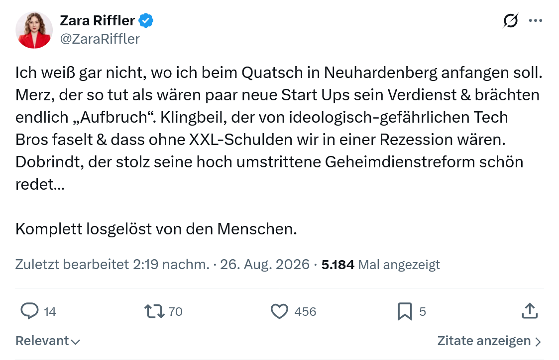 Zara Riffler: Ich weiß gar nicht...