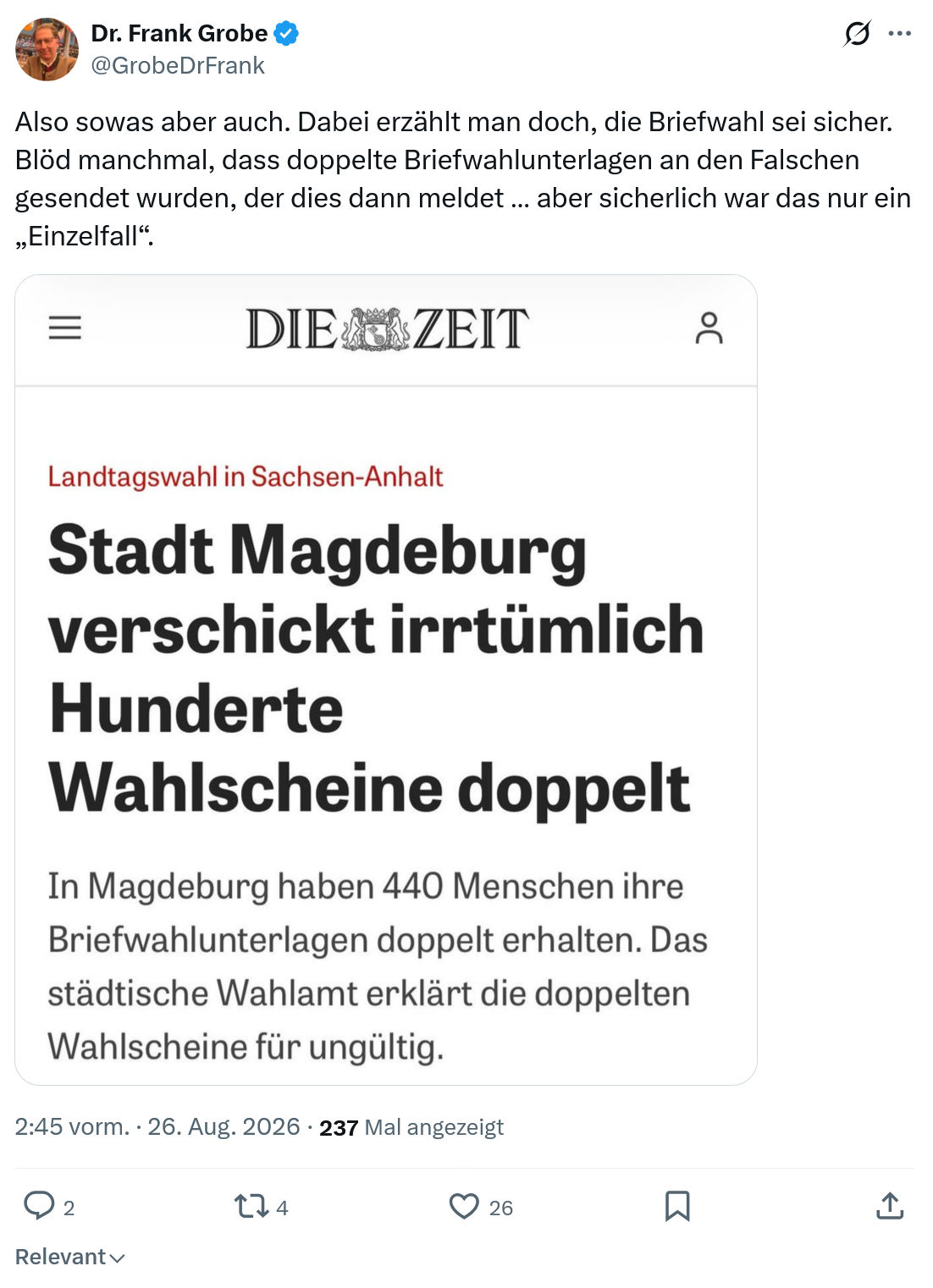 Frank Grobe: Also sowas aber auch...