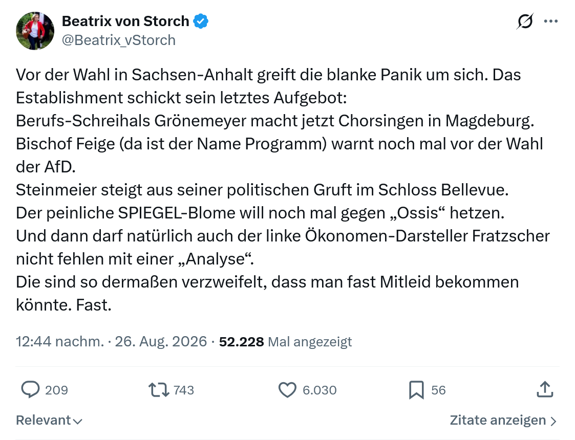 Beatrix von Storch: Vor der Wahl in Sachsen-Anhalt...