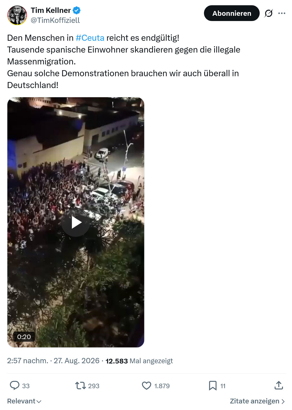 Tim Kellner: Den Menschen in #Ceuta reicht es endgültig...