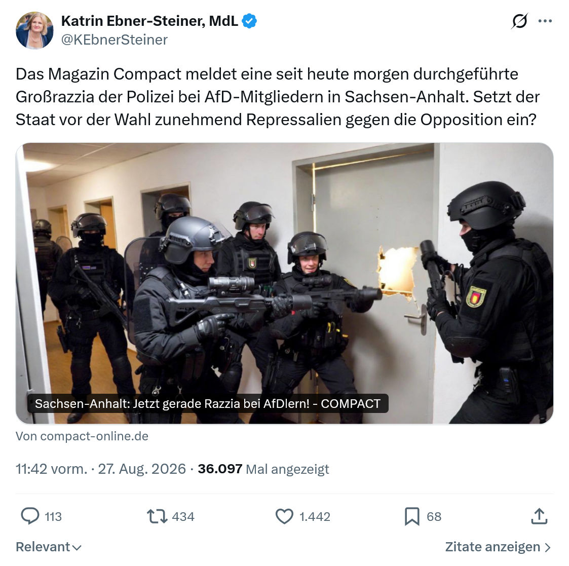Katrin Ebner-Steiner: Das Magazin Compact meldet...