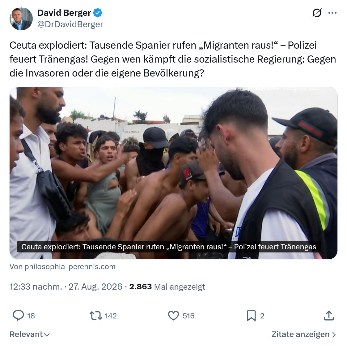 David Berger: Ceuta explodiert: Tausende Spanier rufen...