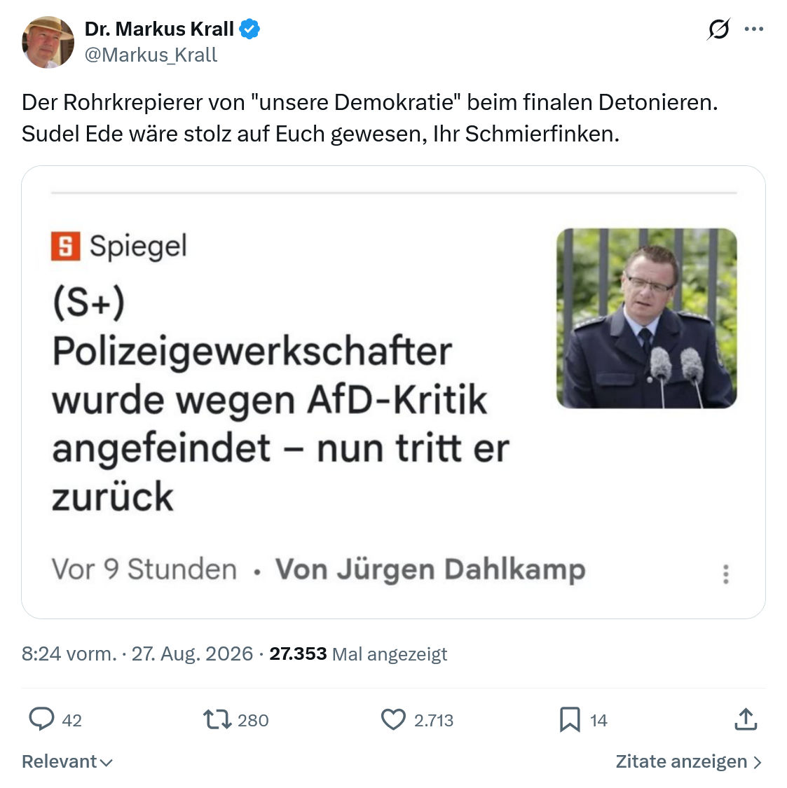 Markus Krall: Der Rohrkrepierer von "unsere Demokratie"...