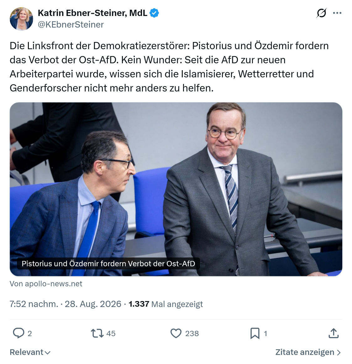 Katrin Ebner-Steiner: Die Linksfront der Demokratiezerstörer...
