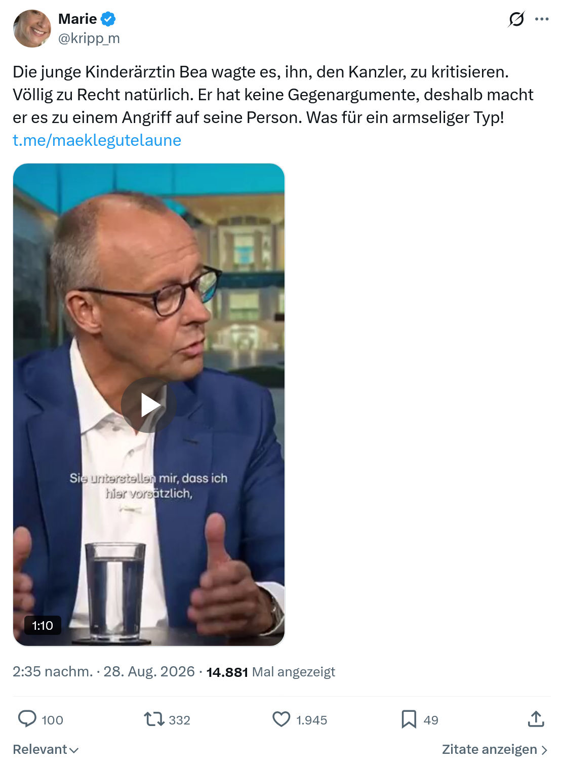 Marie kripp: Die junge Kinderärztin Bea wagte es...