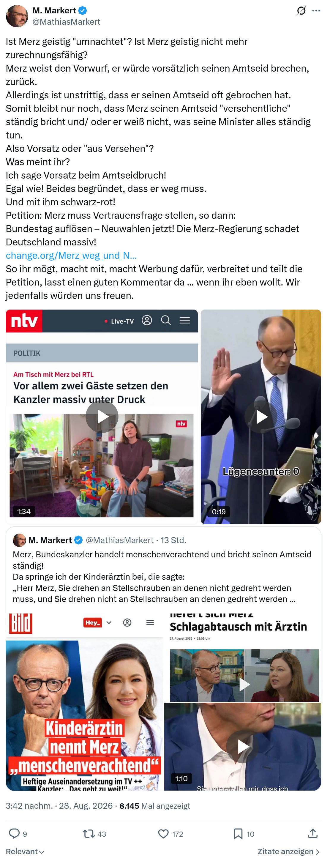 Mathias Markert: Ist Merz geistig "umnachtet"...