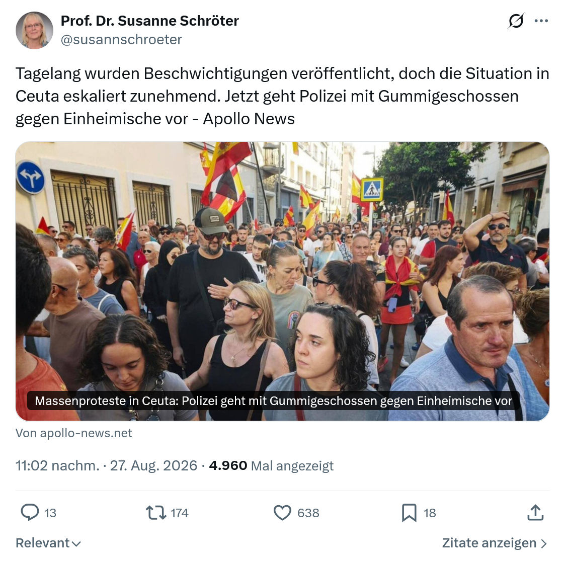 Susanne Schröter: Tagelang wurden Beschwichtigungen...