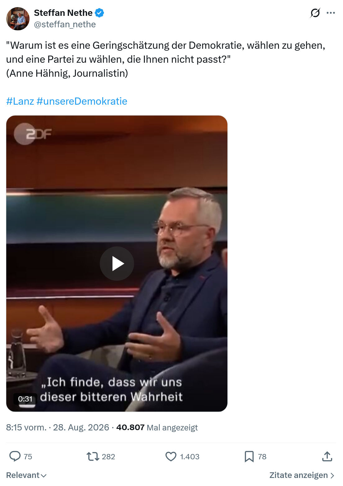 Steffan Nethe: Warum ist es eine Geringschätzung...