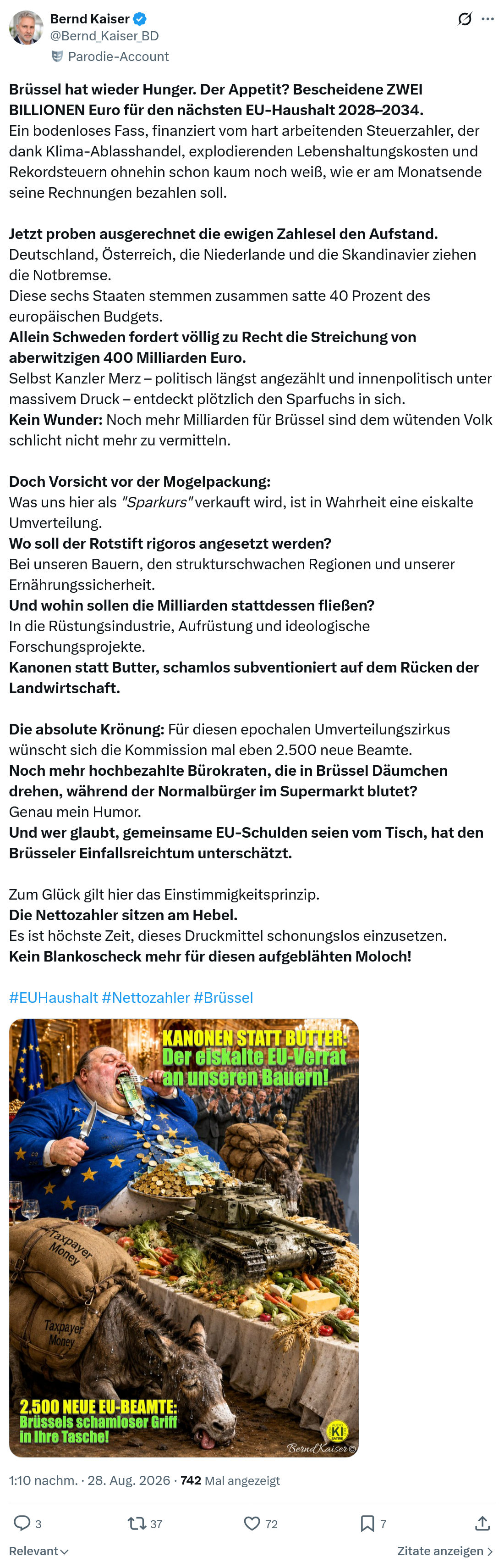 Bernd Kaiser: Brüssel hat wieder Hunger...