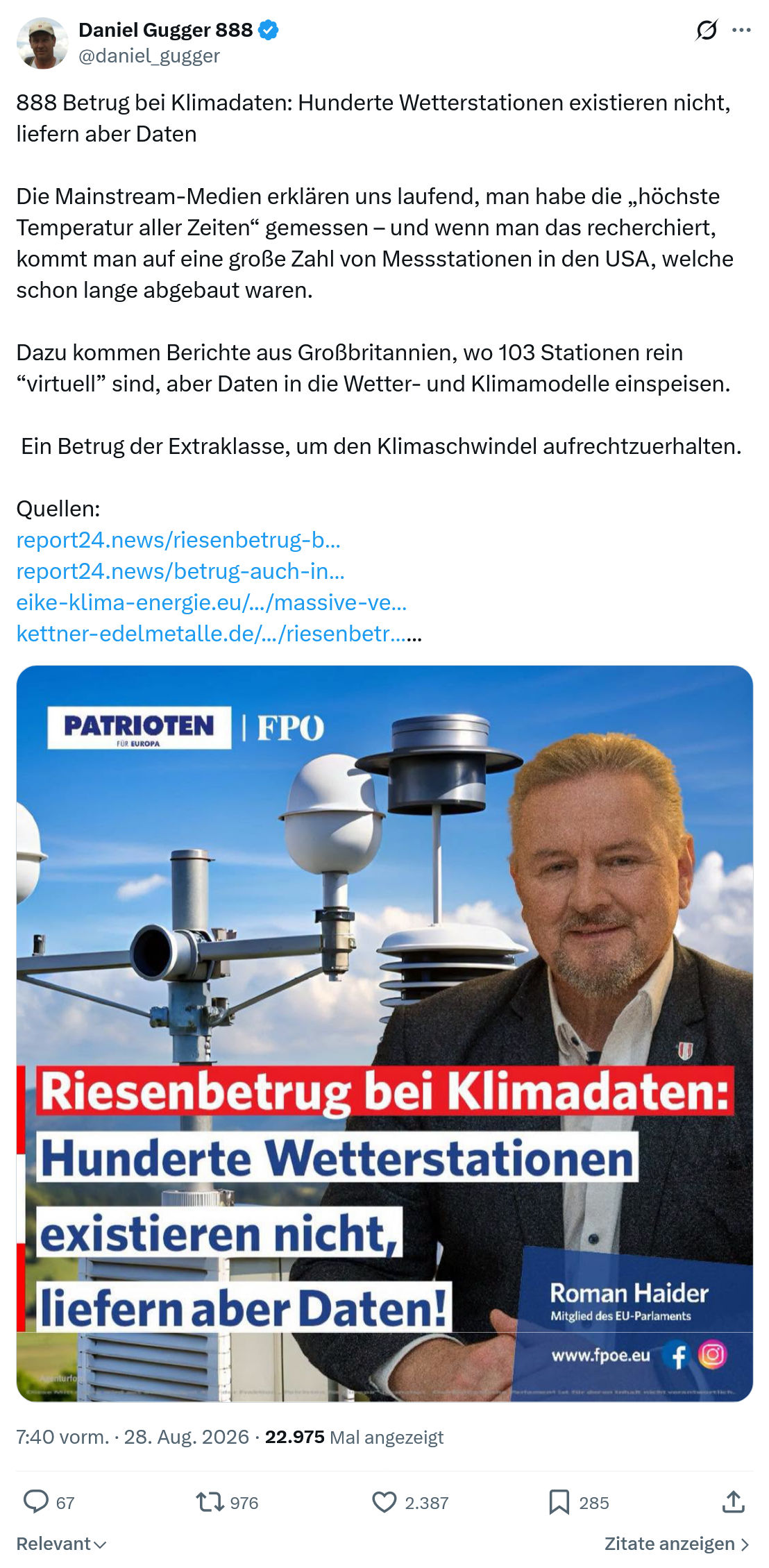 Daniel Gugger: Betrug bei Klimadaten...