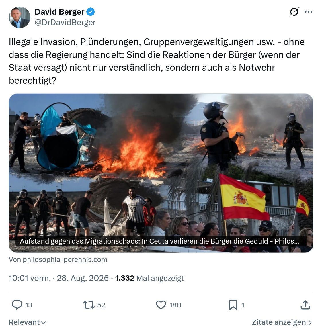 David Berger: Illegale Invasion, Plünderungen...