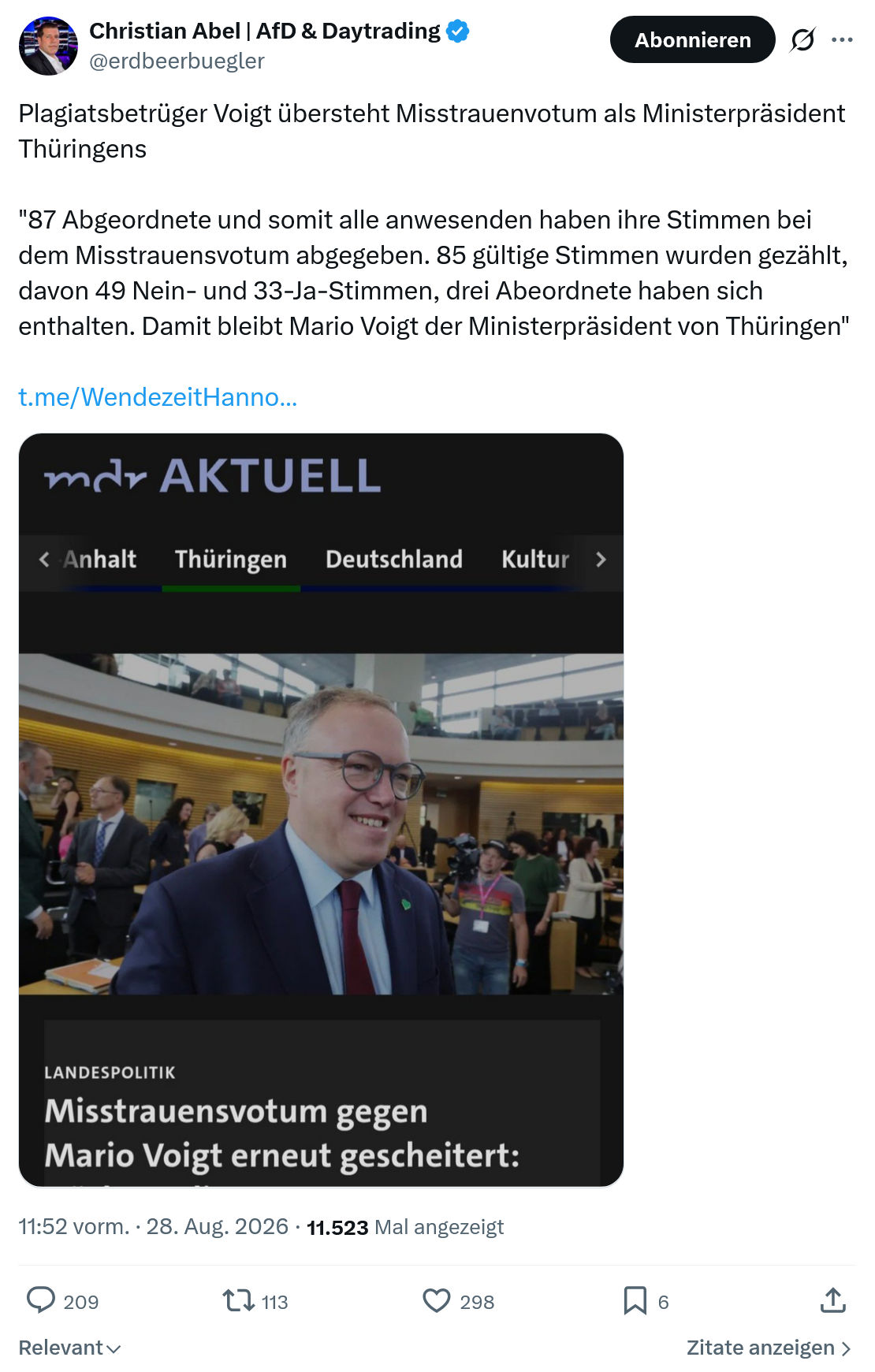Christian Abel: Plagiatsbetrüger Voigt übersteht...