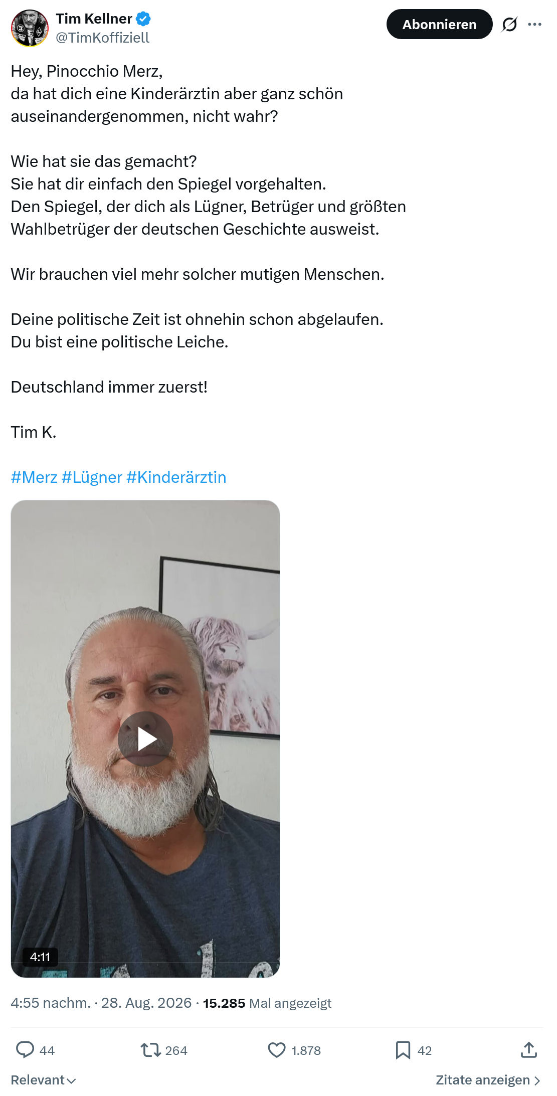 Tim Kellner: Hey, Pinocchio Merz...