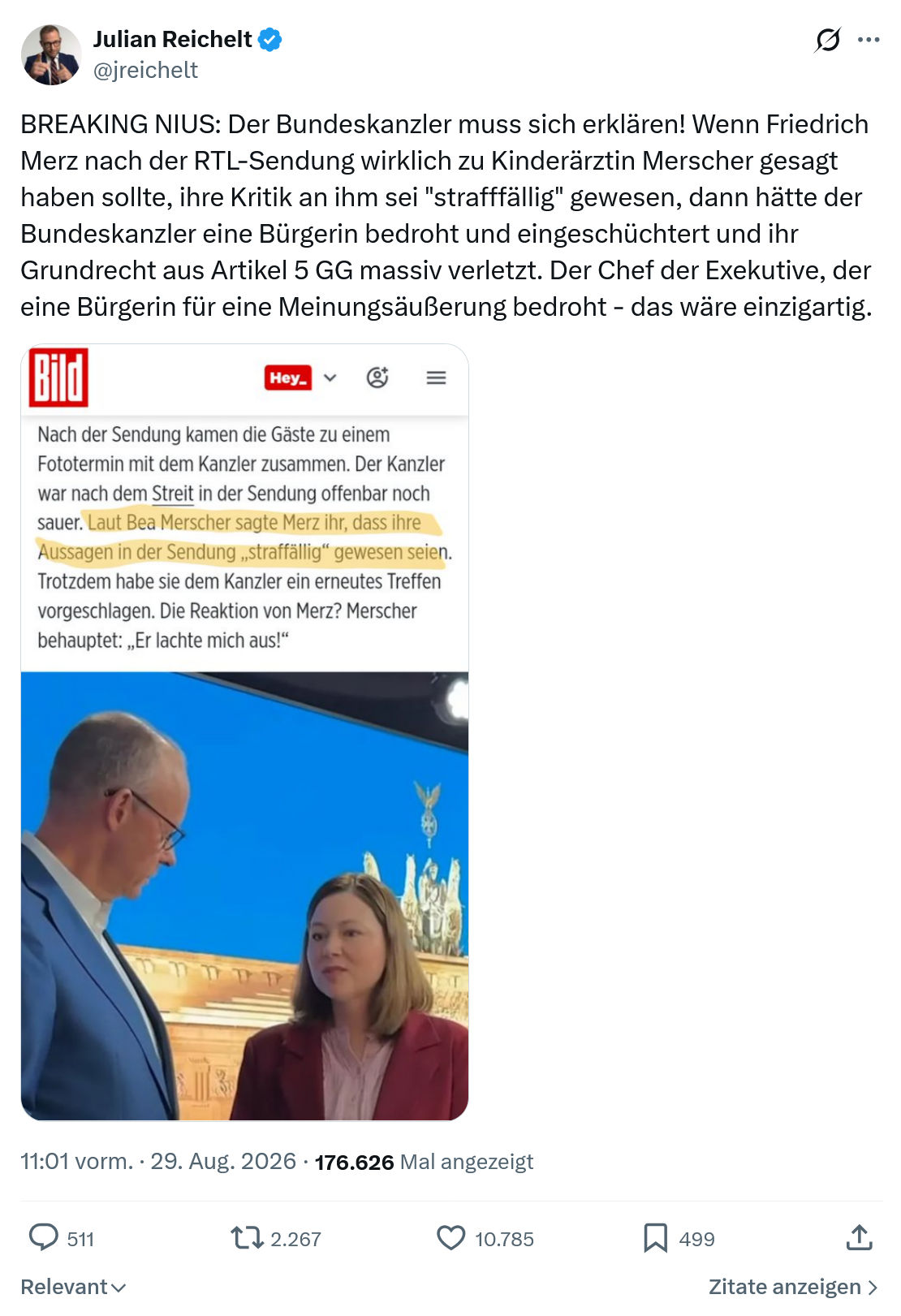 Julian Reichelt: BREAKING NIUS...