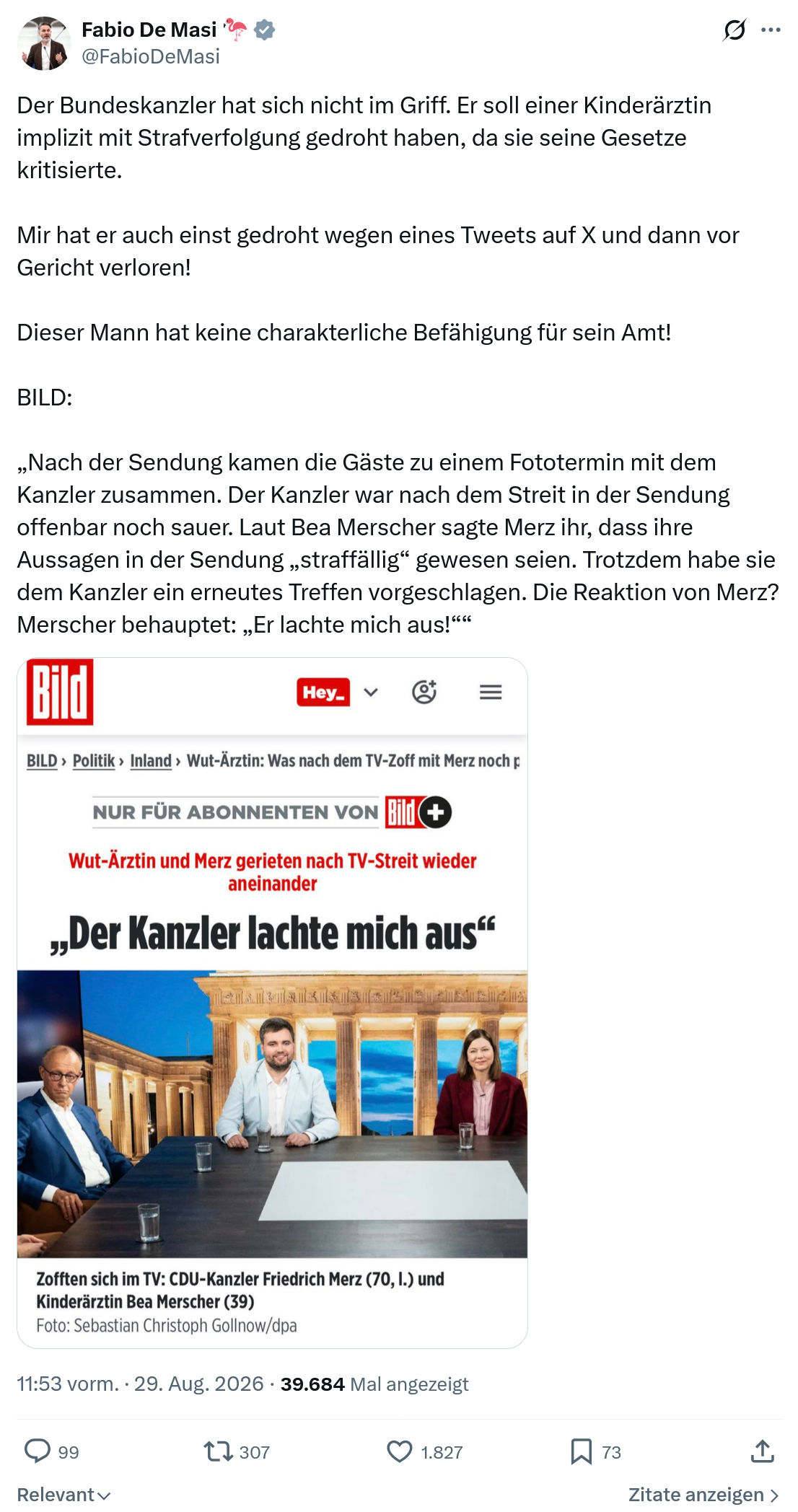 Fabio De Masi: Der Bundeskanzler hat sich nicht im Griff...