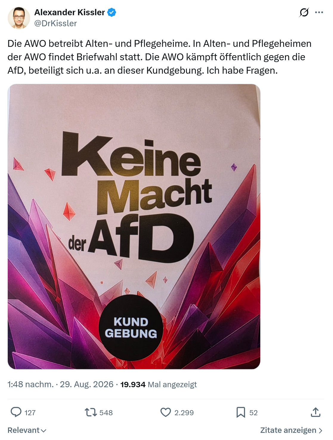 Alexander Kissler: Die AWO betreibt Alten...