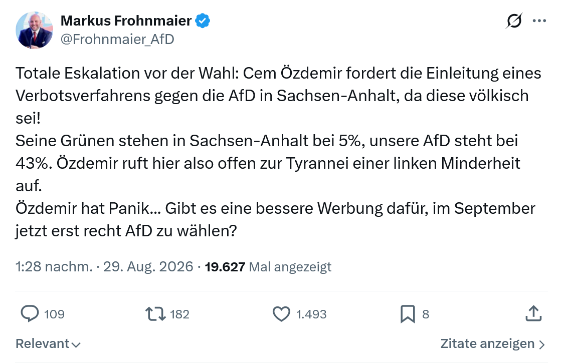 Markus Frohnmaier: Totale Eskalation vor der Wahl...