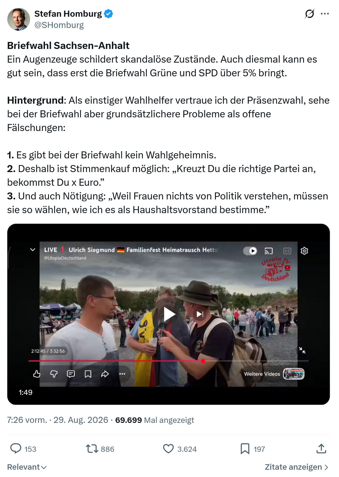 Stefan Homburg: Briefwahl Sachsen-Anhalt...