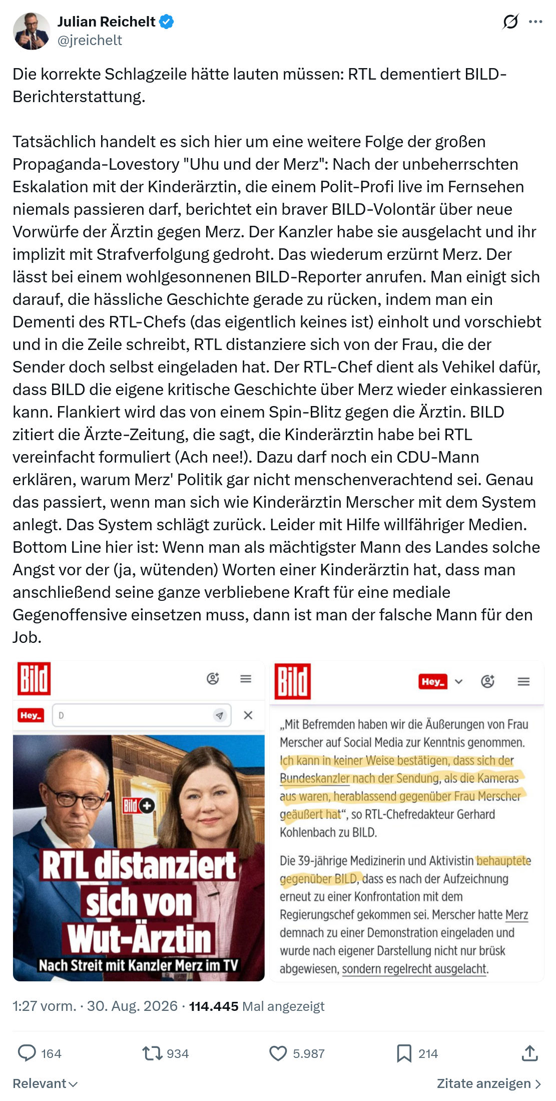 Julian Reichelt: Die korrekte Schlagzeile...