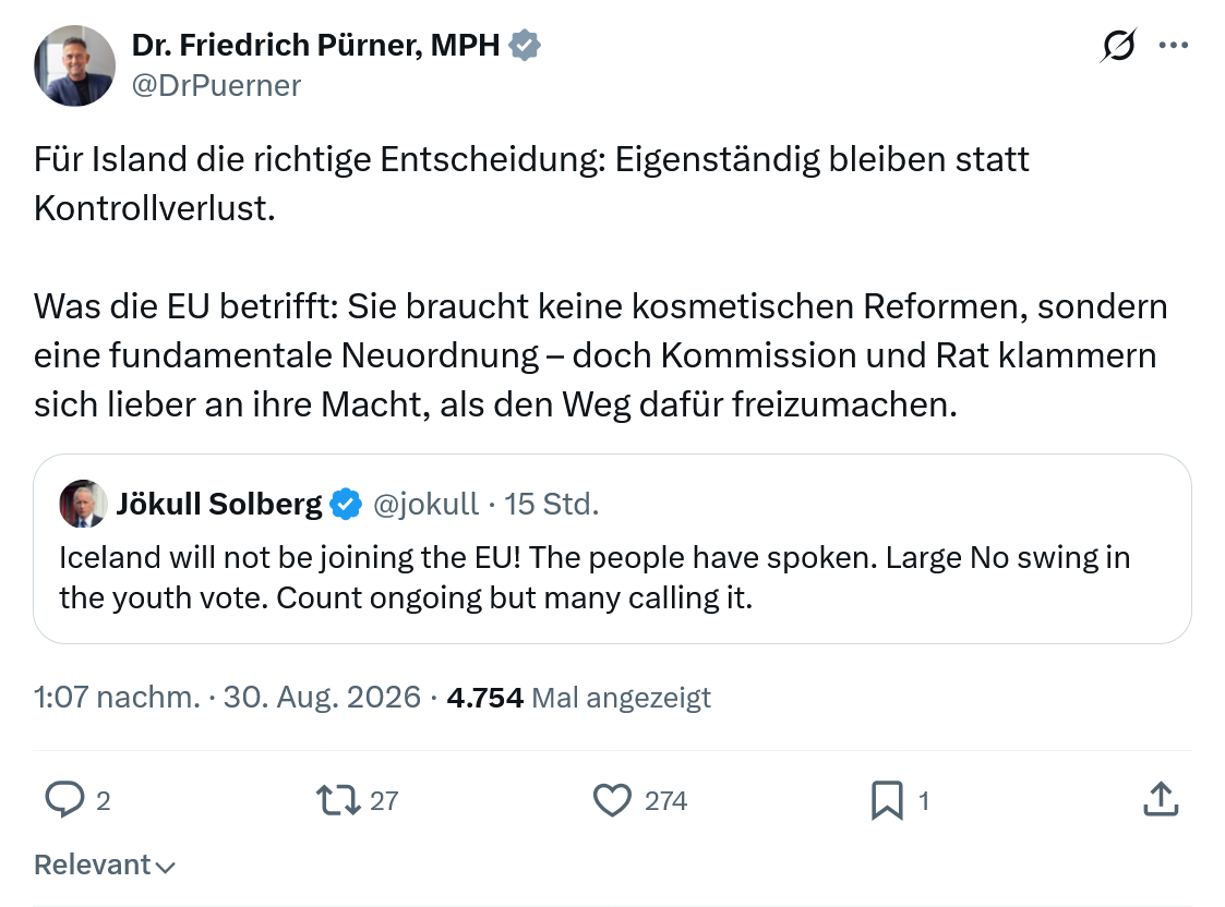 Friedrich Pürner: Für Island die richtige Entscheidung...