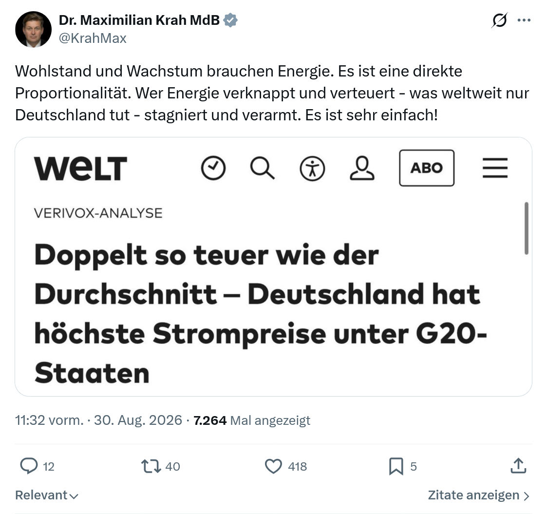 Maximilian Krah: Wohlstand und Wachstum brauchen Energie...