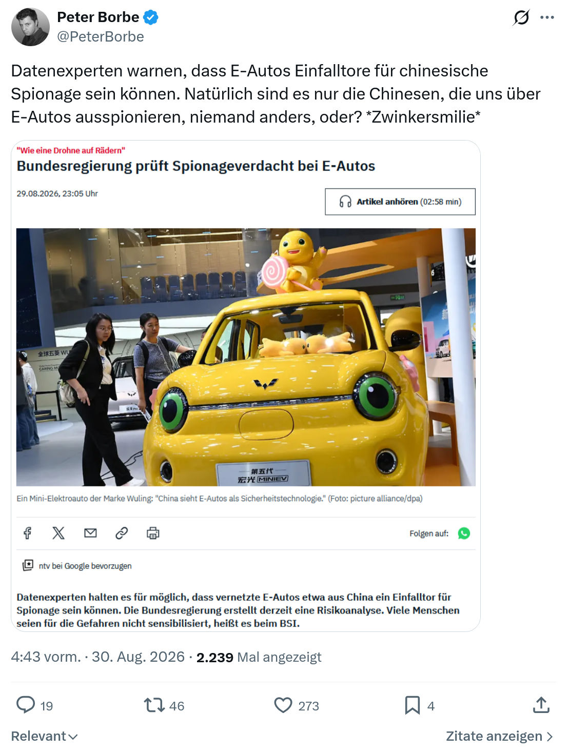 Peter Borbe: Datenexperten warnen...