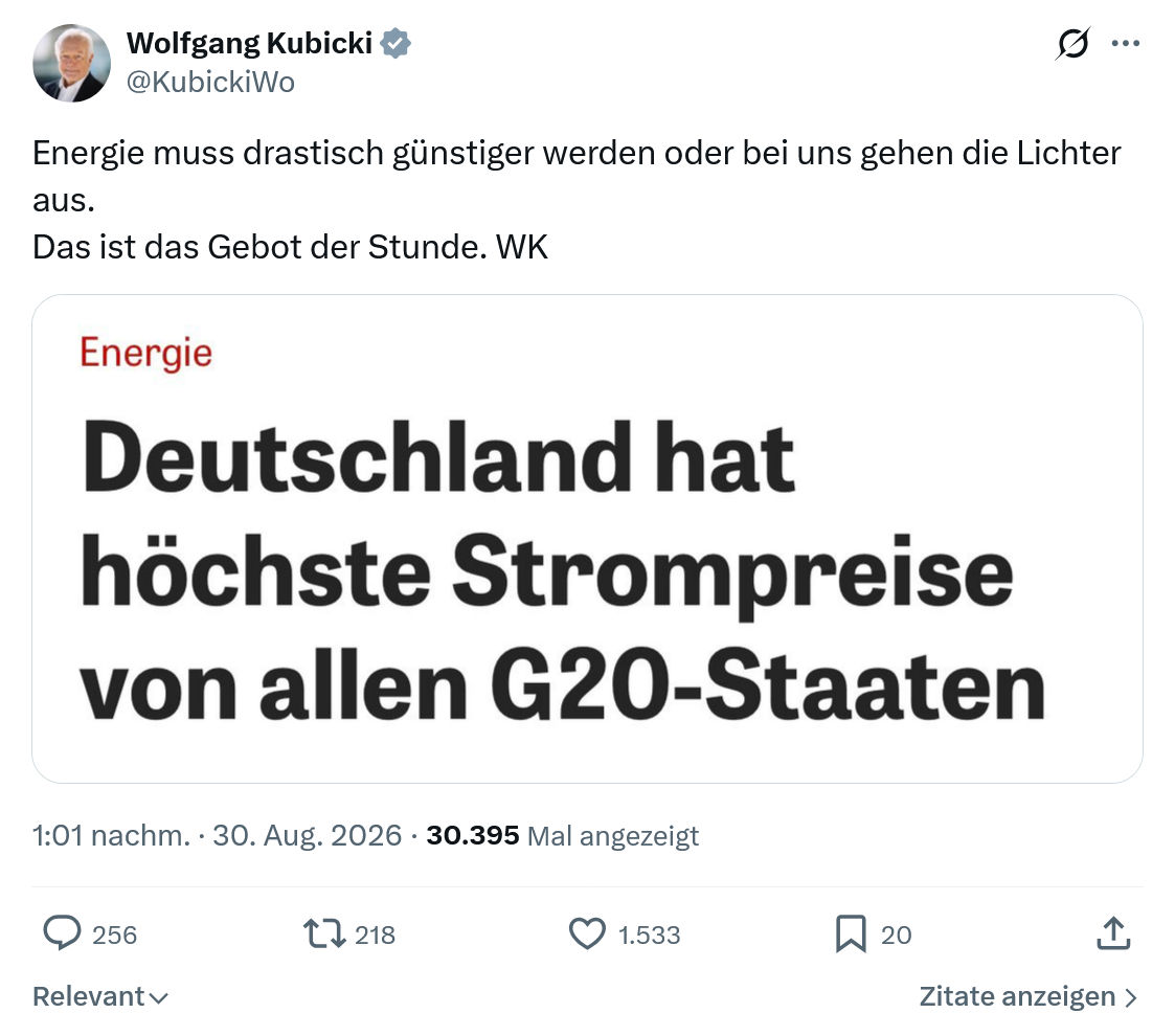 Wolfgang Kubicki: Energie muss drastisch...