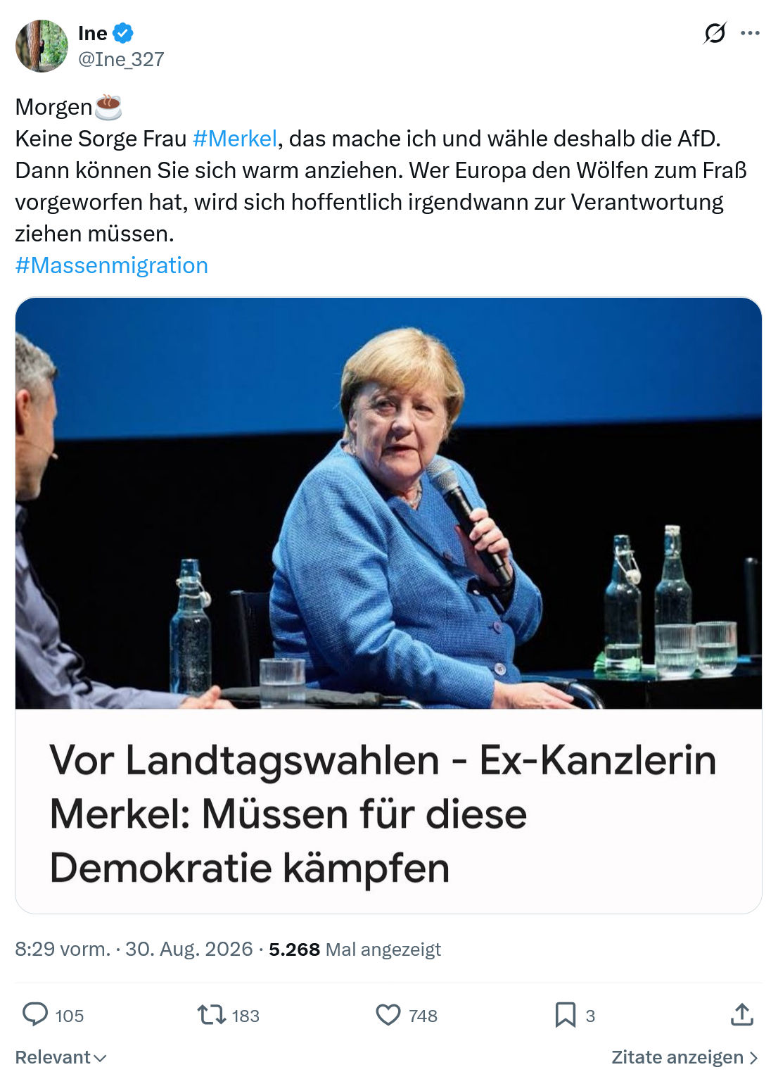 Ine: Keine Sorge Frau #Merkel...