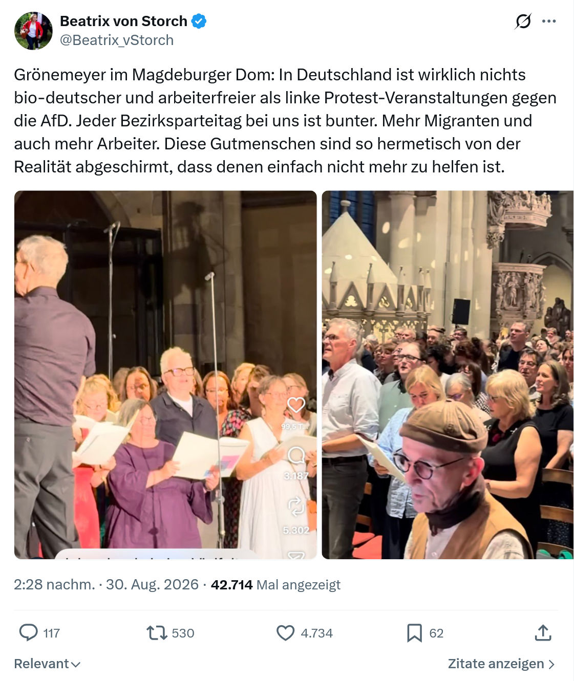 Beatrix von Storch: Grönemeyer im Magdeburger Dom...