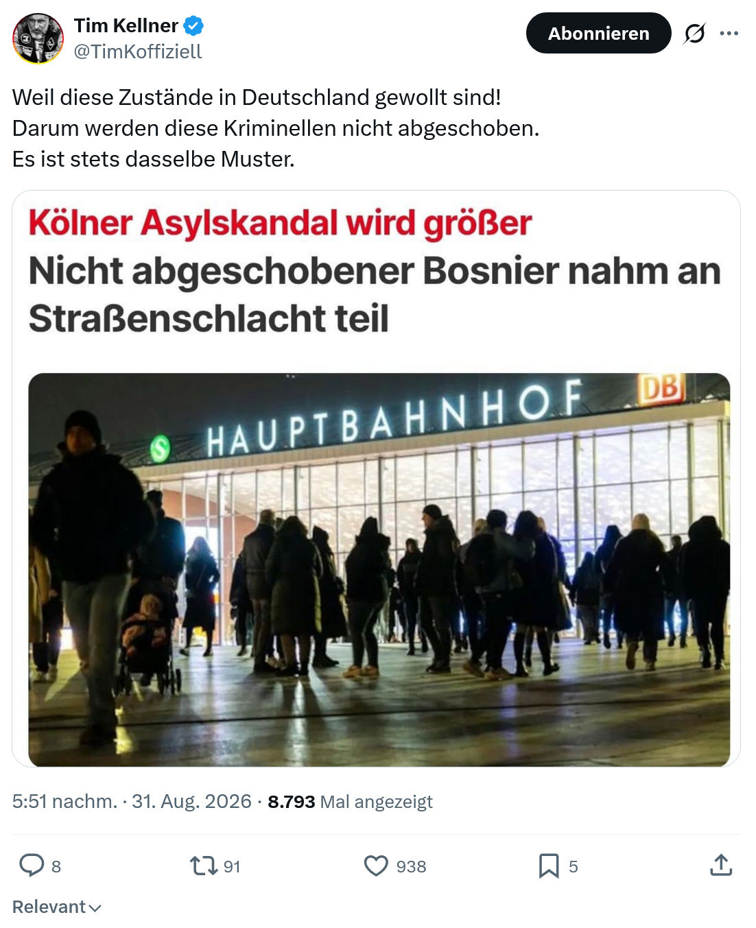 Tim Kellner: Weil diese Zustände in Deutschland...