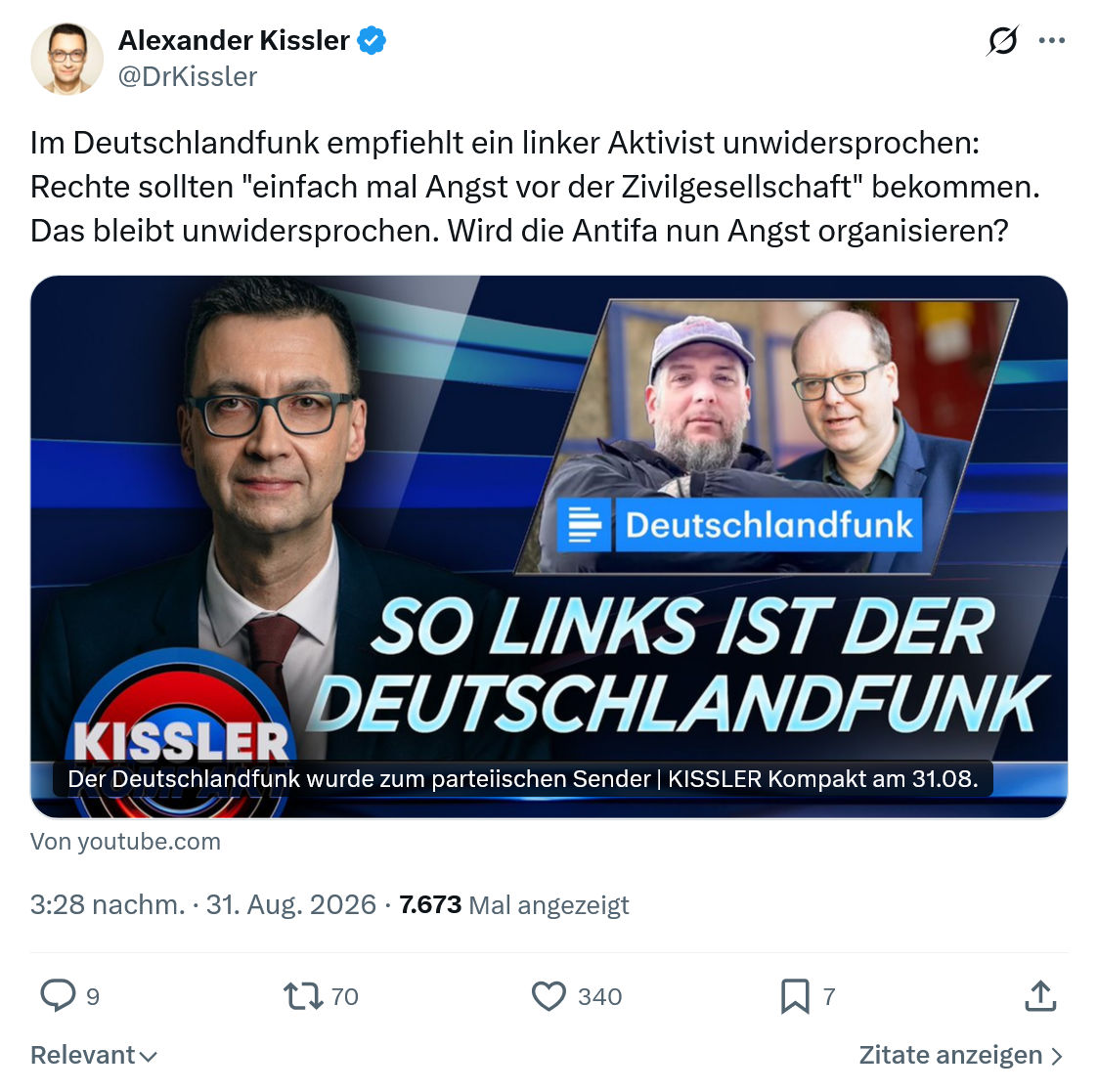 Alexander Kissler: Im Deutschlandfunk empfiehlt...