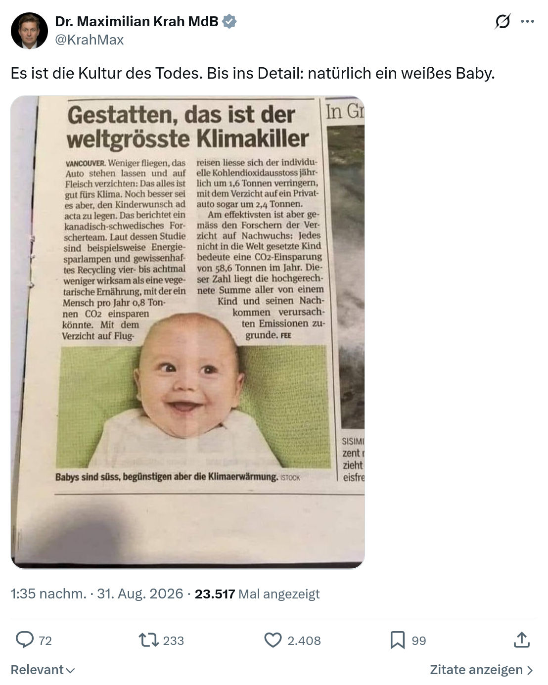 Maximilian Krah: Es ist die Kultur des Todes...