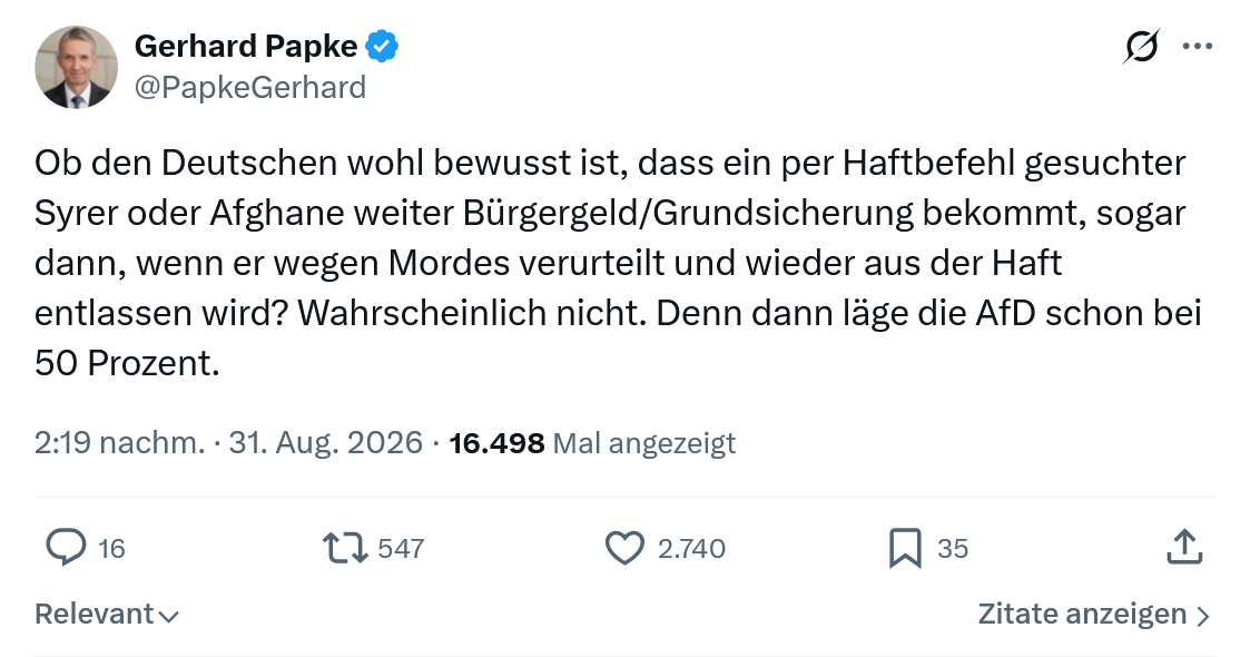 Gerhard Papke: Ob den Deutschen wohl bewusst ist...