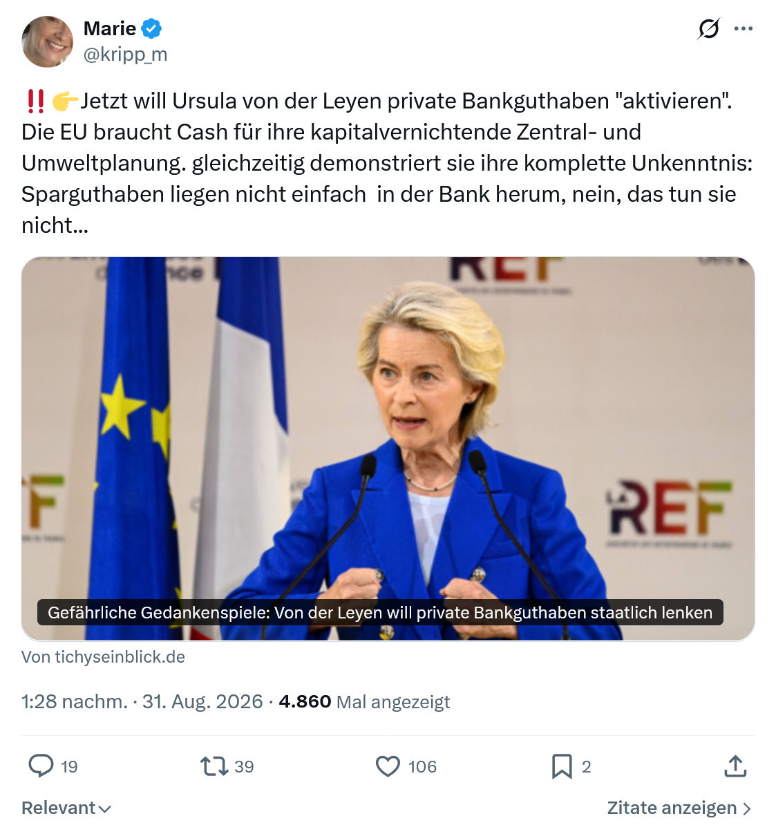 Marie kripp: Jetzt will Ursula von der Leyen...