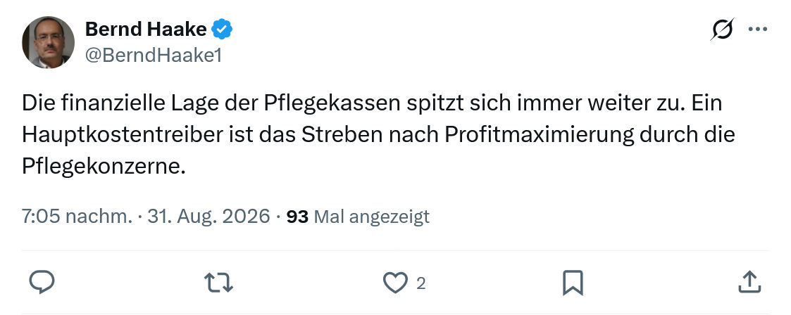 Bernd Haake: Die finanzielle Lage der Pflegekassen...