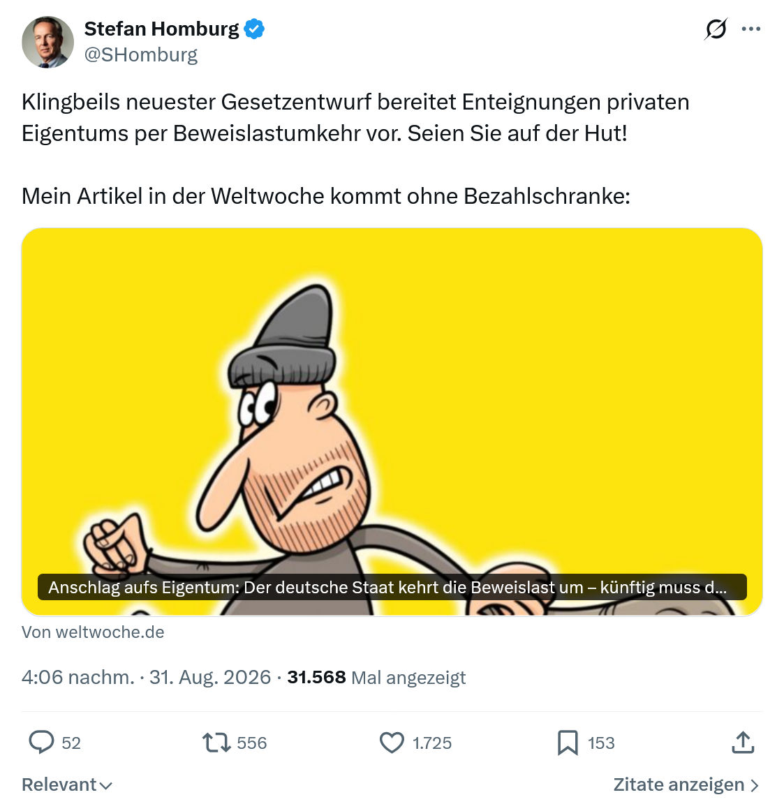 Stefan Homburg: Klingbeils neuester Gesetzentwurf...