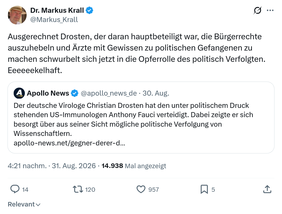 Markus Krall: Ausgerechnet Drosten...