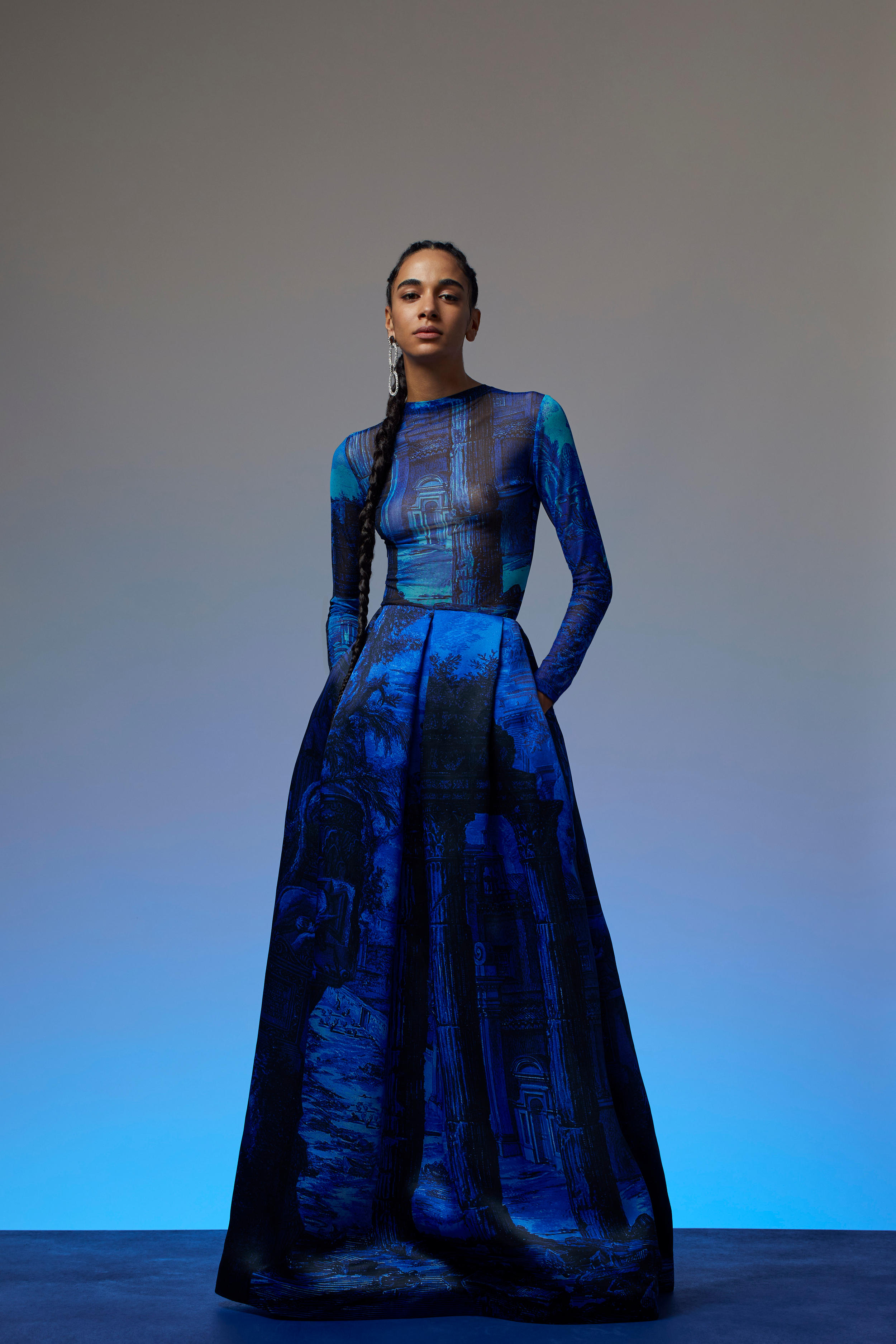 Renato Balestra blue top oversized skirt